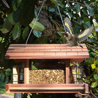 Large Cedar Wood Bird Feeder for Outdoors Hanging With 2 Suet Cages - Waterproof Garden Decoration