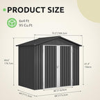 DWVO 6x4ft Storage Shed for Outdoors, Metal Sturdy Weatherproof Tool Locker with Secure Door and Ventilation for Equipment, Mowers, Bikes, Outdoor Spaces, Dark Gray