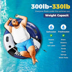 2025 New & Upgraded River Tubes for Floating Heavy Duty, Inflatable Float for Beach Lake Rafting, Fool Floats with Mesh Bottom, Cup Holder, Backrest