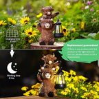 Solar Highland Cow Garden Decor - Resin Cow Statue with Solar Lantern Outdoor Yard Patio Decor - Ideal Gifts for Women,Mom Men (Copper)