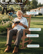 SERWALL Oversized Rocking Chair Set of 4 Outdoor, HDPE Outdoor Rocking Chair Set of 4, Brown