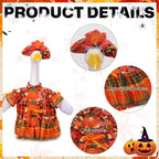 Fall Porch Goose Outfit Set for 23'' Plastic Statue Lawn Porch Goose Clothes with Thanksgiving Day Maple Leaf Skirt Hat Costume for Indoor Outdoor Patio Yard Lawn Art Decor