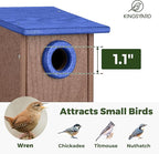 Kingsyard Recycled Plastic Bird House for Outdoors - Weatherproof Wren Bird Nesting with Predator Guard & Air Vents, Blue