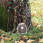 Miniature Fairy Door, Wooden Gnome Door for Trees Wall, Fairy Garden Outdoor Decor Accessories