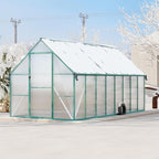 8X16 ft Polycarbonate Greenhouse with Aluminum Frame, Polycarbonate Greenhouse for Outdoors, Greenhouses with Ventilation and Rain Gutter, Aluminum Large Walk-in Greenhouses for Outside