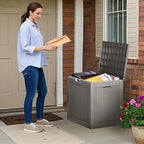 30 Gallon Outdoor Storage Deck Box Waterproof,Garden Tool,Backyard Cushion,Poolside Storage,Small Delivery Boxes for Outside,Lockable Lid,Rattan Grey