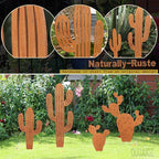 2pcs Metal Cactus Outdoor Decor,Metal Plants Prickly Pear Cactus,Desert Steel Yard Art, Garden Decor、Lawn Decoration