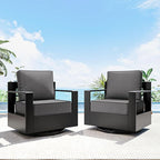 Aluminum Outdoor Swivel Rocker Patio Chairs Set of 2, All-Weather Metal Outdoor Chair with 6 Inch Thick Cushions, Deep Setting for Garden, Outside and Porch