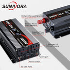 1000 Watt Inverter with LCD Display 12V DC to 110V/120V AC 2000 Watt(Peak) Car Power Inverter with 2 AC Outlets 20W PD USB-C and 18W QC USB-A Power Converter for Car, Laptops, Road Trip