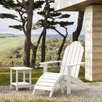 LUE BONA HDPS Adirondack Chairs Set of 4, Fire Pit Outdoor Chair Weather Resistant with Cup Holder, Modern Plastic Chair Plastic for Patio, Deck, Proch, 350LBS, White