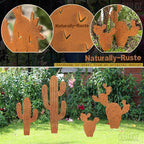 2pcs Metal Cactus Outdoor Decor,Desert Steel Yard Art, Metal Plants Prickly Pear Cactus,Lawn Decoration&Yard Art Outdoor and Garden Clearance Large