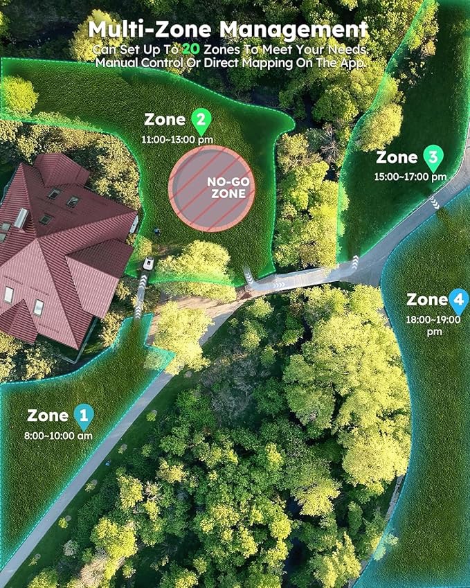 ANTHBOT Genie3000 Robot Lawn Mower - NO Wire, Full Band RTK+4-Eye Vision Robotic Lawnmower for 0.91 Acre, Auto Mapping, Multi-Zone Management, Accurate Obstacle Avoidance, Intelligent Path Planning