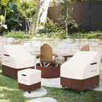 3 Pieces Patio Adirondack Chair Sets Covers,600D Waterproof Heavy Duty Patio Furniture Cover,Includes 2 Outdoor Adirondack Chair Covers and 1 Patio Side Table Cover,Beige&Brown