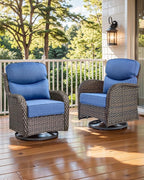 Luxury 22x24/22x25 6-Inch Smile Outdoor Cushions - 1 Set Deep Seat Water-Repellent Patio Furniture Replacement Cushion for Wicker Rattan Wood Metal Chair Rocker Loveseat Sofa - Navy Blue