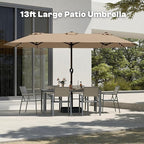 13FT Double Sided Patio Umbrella with LED Lighted