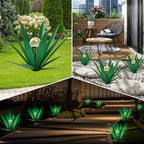 TOMBABY Solar Rustic Garden Style Metal Agave Plants Outdoor Patio, Home Decor Hand-Painted Metal Agave Garden Patio Statues, Suitable for Desert Areas Outdoor Lawn Decorations (2 Solar Green)