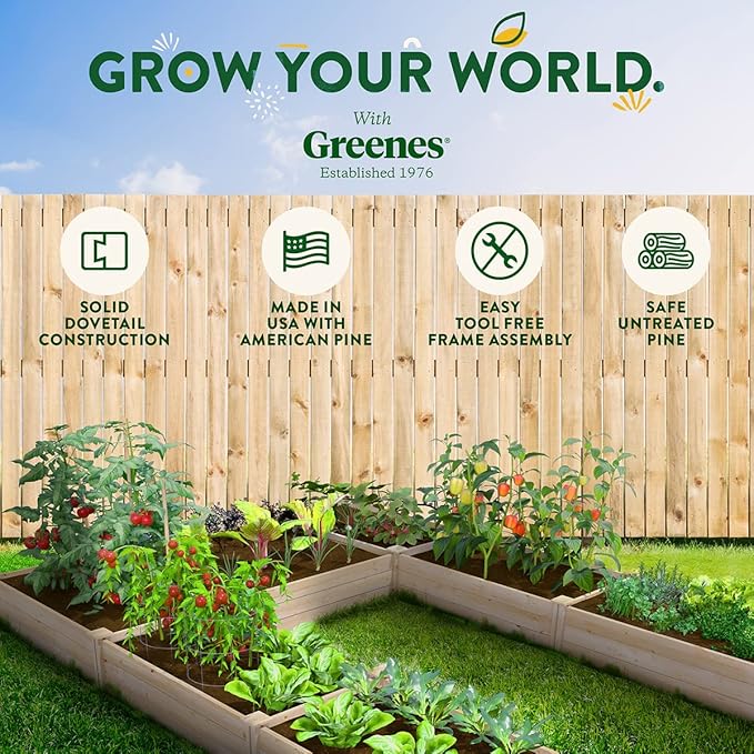 Greenes Fence Original Pine Raised Garden Bed, 8' x 12' x 10.5" U-Shaped Bed - Made in USA with American Pine