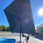 PURPLE LEAF 9' X 12' Rectangle Patio Umbrella Large Cantilever Outdoor Aluminum Offset Umbrella with 360-degree Rotation for Garden Deck Backyard Pool, Grey