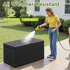 Devoko 78 Gallon Deck Box, Waterproof Resin Outdoor Storage Box for Outside and Patio, Outdoor Storage Bench Lockable for Patio Furniture, Garden Tools and Pool Supplies (Black, 78 Gallon)