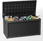 EasyUp 260 Gallon Outdoor Storage Box Waterproof, UV Resistant Resin Deck Box with Hydraulic Rod, Reinforced Stability for Patio, Garden, Rattan Black