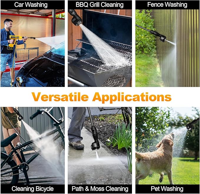Cordless Pressure Washer with Faucet & Garden Hose Connector, 2 X 5.0AH Batteries, 2000PSI MAX Portable Pressure Washer with Brushless Motor, 4 Speed Adjustment LCD Touch Screen, 6-in-1 Nozzle