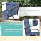 Vongrasig 2 Piece Outdoor Patio Swivel Bar Chairs, All Weather Padded Sling Textile High Top Bar Stools, Bistro Set for Backyard, Lawn Garden, Balcony, Padded Blue