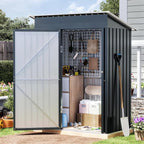 3x5 FT Outdoor Metal Storage Shed with Floor Frame, Single Door, 1 Clear Window, Tool Shed for Garden, Patio, Backyard