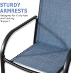 Patio Chairs Set of 6, Outdoor Dining Chairs with Breathable Textilene Fabric, Stackable Patio Chairs for Lawn, Garden, Backyard, Poolside, Blue