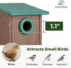 Kingsyard Recycled Plastic Bird House for Outdoors - Weatherproof Wren Bird Nesting with Predator Guard & Air Vents, Green
