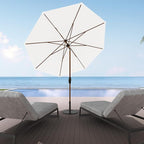 Midtown Umbrellas The Wooden 2-10 Feet Large Patio Umbrella, Terylast Ivory White Fabric - Auto-Tilt Aluminum Frame For Backyard Umbrella, Deck Umbrella, Garden Umbrella & Pool - Wooden Pole