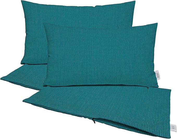 RSH DECOR: Sunbrella Pillow Covers Set of 4 | Covers Only - 20" x 12" | Outdoor Lumbar Pillow Covers Crafted with Sunbrella Performance Fabric | Spectrum Peacock