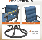 UDPATIO Patio Swivel Dining Chairs Set of 6, Outdoor Dining Chairs High Back with Padded All Weather Breathable Textilene, Metal Rocking Frame for Lawn Garden Backyard, Navy