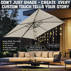 Hotime 10ft Cantilever Patio Umbrella Outdoor Heavy Duty Double Top Windproof Aluminum Offset Umbrella with 360°Rotation for Pool Garden Deck, Beige