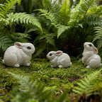 3PCS Bunny Statues Garden Decorations Set, Outdoor Small Light Weight Baby Rabbit Garden Statues for Outside Patio, Porch, or Flower Pots