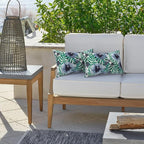 LVTXIII Set of 2 Outdoor Lumbar Pillows for Patio Furniture with White Piping, 12"x20" Fade Resistant Patio Lumbar Pillows with Inserts for Home Coach Sofa Use, Blue Salmone Tropical