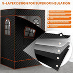 DoCred Upgraded 2 Person Portable Sauna Box, Extra Large Portable Steam Sauna for Home,Personal Sauna Tent Full Body with 2 Steamers, 2 Folding Chair,Remote Control