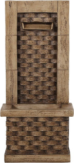 Merax 35.25" High Wall Tower Fountain,Weather-Resistant Outdoor Fountain with LED Lights, Light Brown Faux Stone, Garden Fountain for Patio, Yard, or Entryway