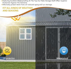 10X12 FT Outdoor Storage Shed Heavy-Duty Metal Sheds & Outdoor Storage with Floor Frame, Rustic Style Window and Lockable Doors Bright and Spacious Tool Sheds for Backyard Garden Patio Lawn, Gray