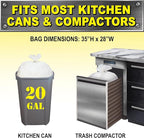 Heavy Duty Kitchen Compactor Bags, Twist Tie Closure, White, Clean Fresh Scent with Odor Protect Technology, 20 Gallon, 20 Count