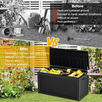 320 Gallon Deck Box, Resin Outdoor Indoor Waterproof Storage Box, Lockable Storage Box With Handle for Patio Furniture - Garden Tools - Swimming Pool Tools UV-Resistant - Black
