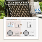 HERA'S HOUSE Outdoor Chairs Set of 2, 2 x Patio Chair with Beige Cushions, All Weather Outdoor Furniture for Lawn Garden Backyard Deck(Swivel Chairs)