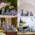 Nacome Bunny Statues for Fairy Garden Easter Decor: Outdoor Set of 4 Rabbit Table Sculptures for Clearance Outside Lawn Ornaments Porch Patio Balcony Yard – Gifts for Mom Grandma