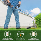 LawnMaster 25cc 2-Cycle Gas String Trimmer with No-Pull Electric Start 17-Inch Cutting Swath Multi-Attachment System 420mL Fuel Tank Lightweight Curved Shaft Design
