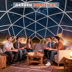 12FT Garden Dome Tent, Geodesic Dome Greenhouse with PVC Clear Cover, Waterproof Garden Bubble Dome Tent House with 2 x 10M Light Strings for Outdoor, Patio, Backyard, Party (Green Edge, 12.5FT/3.8M)