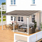 AECOJOY 14' x 10' Gazebo in White, Large Wall Mounted Gazebos on Clearance, Outdoor Patio Lean to Gazebo Metal Awnings for Decks, Patio, Porch, Backyard and More
