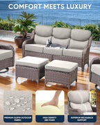 Luxury 24x24x6 Inch Smile Outdoor Cushions for Patio 5 Piece Set - Set of 5 Zippered Outside Pillows for Wicker Dining Rocking Swivel Chairs Loveseat Couch Sectional Sofa - Beige