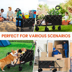 360LBS Heavy-Duty Wagons Carts Foldable 120L Collapsible Wagon Cart with Wheels and Tailgate, Folding Utility Wagon Carts for Groceries, Outdoor Camping, Shopping, Beach, Garden