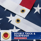 American Flag 5x8 Ft for Outside Longest Lasting- Ultra Durable, Tear-Proof Heavy Duty Spun Polyester US USA Flags - Fade Resistant, Embroidered Stars, Sewn Stripes, Brass Grommets - Outdoor Decor
