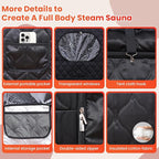 2 Person Sauna, Upgraded Portable Sauna for Home, Extra Large Personal Steam Sauna Box with 2 Steamer, 2 Folding Chair, 71”x 49”x 36”, Full Body Steam Tent at Home Sauna for Relaxation Spa, Black