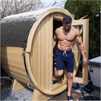 Smartmak Customized Outdoor Wood Barrel Steam Sauna, 2-10 Person Home Traditional Canadian Wooden Spa Room, with DIY Heating Stove, Rocks, Water Bucket, Spoon, Light, for Backyard, Garden, 195 ℉